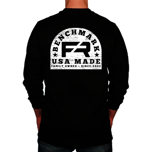 Benchmark FR® Small Black Benchmark 3.0 Cotton Flame Resistant T-Shirt With Wood Stamp Graphic