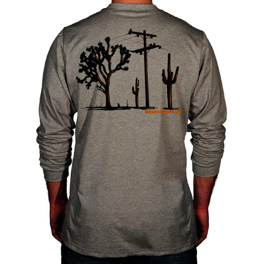 Benchmark FR® 5X Light Gray Second Gen Jersey Cotton Flame Resistant T-Shirt With Cactus Print