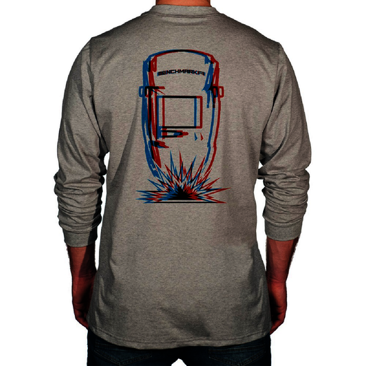 Benchmark FR® Small Light Gray Second Gen Jersey Cotton Flame Resistant T-Shirt With Weld Mask Graphic