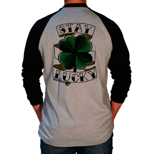 Benchmark FR® 2X Black and Gray Benchmark 3.0 Cotton Flame Resistant T-Shirt With Stay Lucky Graphic