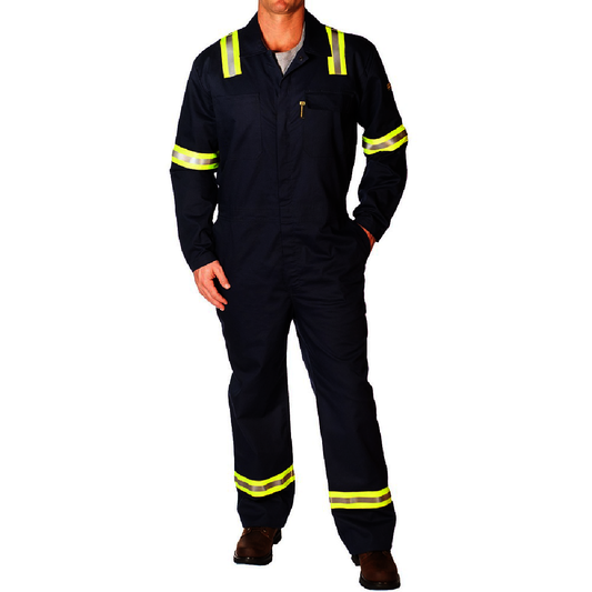 Benchmark FR® 2X Navy Benchmark 2.0 Cotton Flame Resistant Coverall With Zipper and Snaps Closure