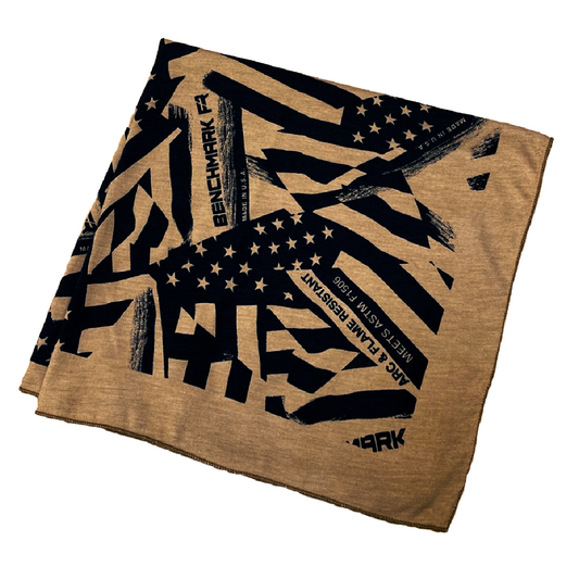 Benchmark FR® One Size Fits Most Beige 2nd Skin Jersey Cotton Modacrylic Nylon Flame Resistant Face Mask With American Flag Black Design