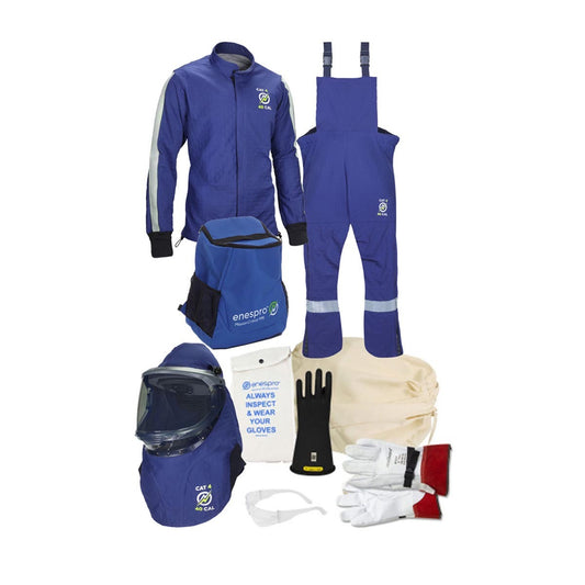 National Safety Apparel Small Navy Gore Pyrad Flame Resistant Arc Flash Kit With Zipper Front Closure And Lift Front Hood