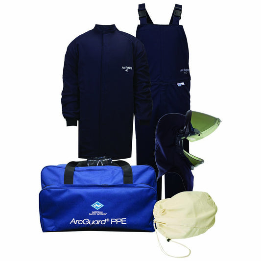 National Safety Apparel Medium Navy Westex UltraSoft® Sateen/Double Layer Flame Resistant Arc Flash Personal Protective Equipment Kit