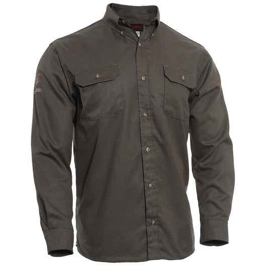 National Safety Apparel Medium/Regular Grey TECGEN® SELECT® OPF Blend Twill Flame Resistant Work Shirt With Button Front Closure