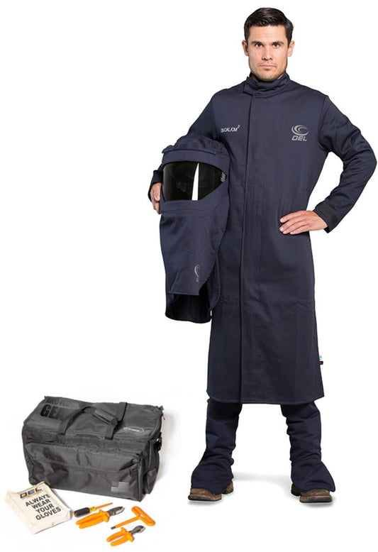 OEL X-Large Blue Cotton Blend Premium Indura Flame Resistant Coat With Non-Metallic Zipper Hook and Loop Closure