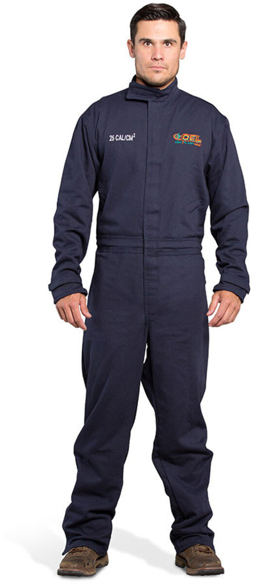 OEL Small Blue Cotton Blend Premium Indura Flame Resistant Jacket With Non-Metallic Zipper Hook and Loop Closure