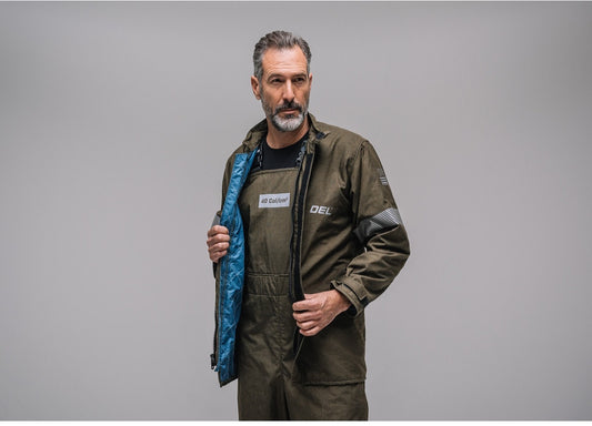 OEL Medium Black Para-Aramid Triple Layered Inherent Flame Resistant Jacket With Non-Metallic Zipper Hook and Loop Closure