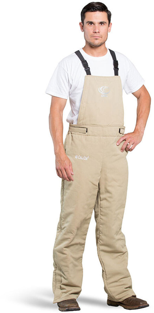 OEL Medium Natural Cotton Blend Premium Indura Flame Resistant Bib-Overall With Non-Metallic Zipper Hook and Loop Closure