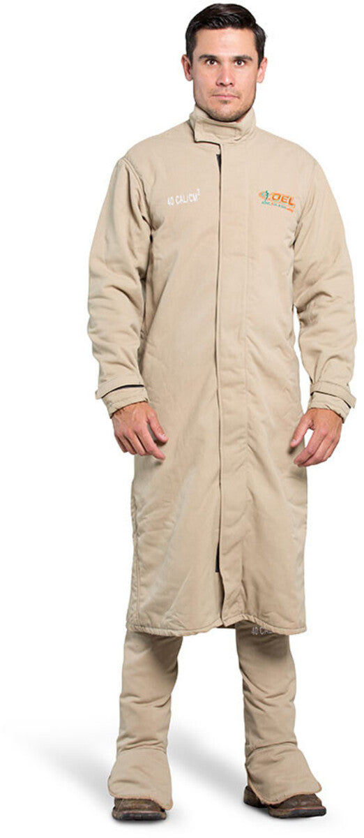 OEL 5XL Natural Cotton Blend Premium Indura Flame Resistant Coat With Non-Metallic Zipper Hook and Loop Closure