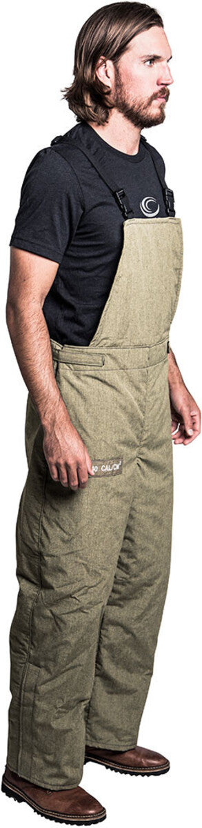 OEL Small Green Para-Aramid Triple Layered Inherent Flame Resistant Bib-Overall With Non-Metallic Zipper Hook and Loop Closure