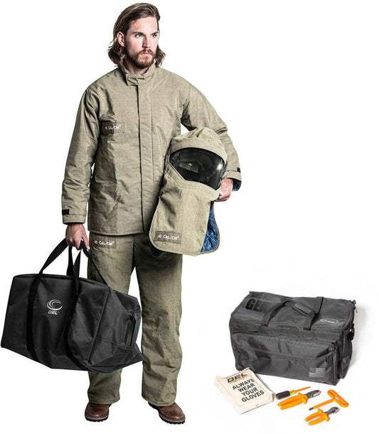 OEL X-Large Green Para-Aramid Triple Layered Inherent Flame Resistant Jacket/Bib Switch Gear Kit With Non-Metallic Zipper Hook and Loop Closure