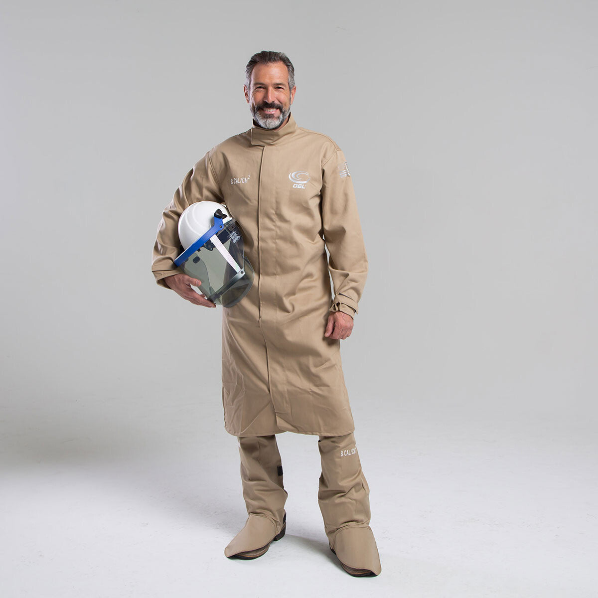 OEL 4X Natural Cotton Blend Premium Sateen Flame Resistant Coat Kit With Non-Metallic Zipper Hook and Loop Closure