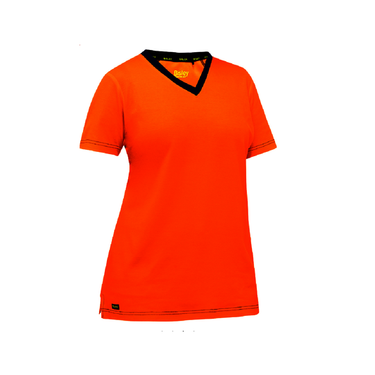 Protective Industrial Products Women's Small Hi-Vis Orange Bisley® Fresche® Lightweight Cotton/Polyester Short Sleeve T-Shirt With Cotton Backing