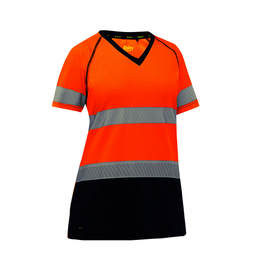 Protective Industrial Products Women's 2X Hi-Vis Orange Bisley® Fresche® Lightweight Cotton/Polyester Short Sleeve T-Shirt With Cotton Backing