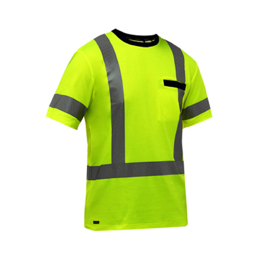 Protective Industrial Products Medium Hi-Vis Yellow Bisley® Fresche® Lightweight Cotton/Polyester Short Sleeve Shirt With Cotton Backing And Chest Pocket