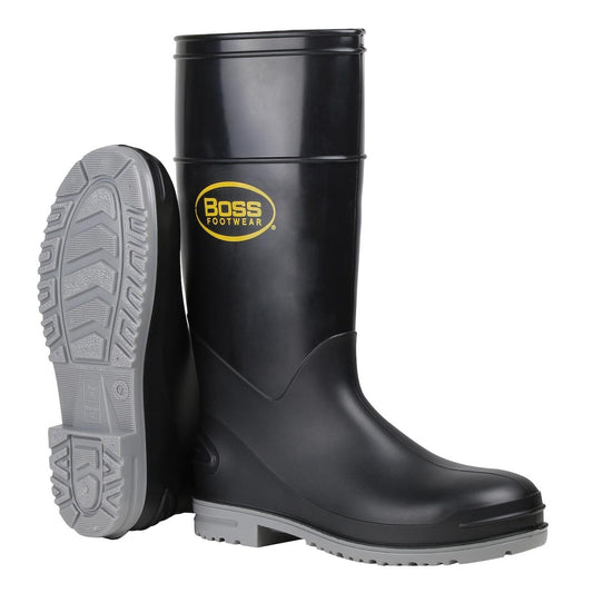 Protective Industrial Products Men's Size 6/Women's Size 8 - 8.5 Black Boss® Footwear Polyblend Steel Safety Toe Over Sock Boots With Power-Lug Sole