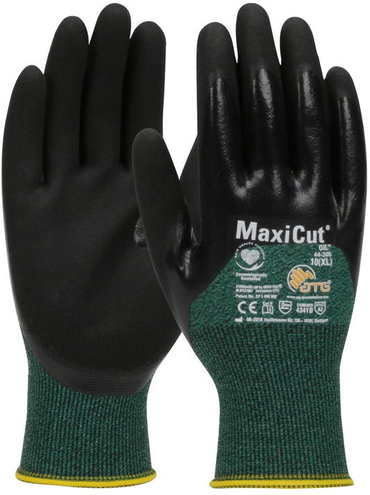 Protective Industrial Products 2X MaxiCut® Oil 15 Gauge Engineered Yarn Cut Resistant Gloves With Nitrile Coated Palm, Fingers And Knuckles