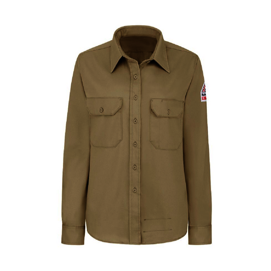 Bulwark® Women's X-Large Khaki Cotton/Nylon Flame Resistant Shirt