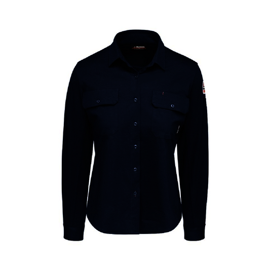 Bulwark® Women's Large Navy Cotton/Spandex Elastane Flame Resistant Shirt