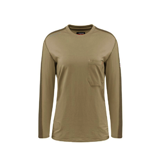 Bulwark® Women's X-Large Khaki Cotton/Spandex Flame Resistant Tee