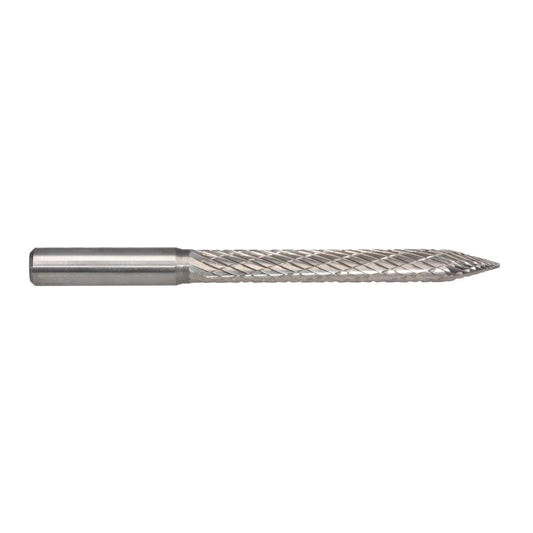 RADNOR™ STB-013 7/32" X 2" Round Shank Tire Shape Double Cut Carbide Burr