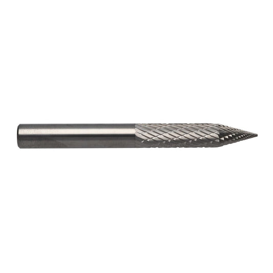 RADNOR™ STB-015 5/16" X 1 1/2" Round Shank Tire Shape Double Cut Carbide Burr