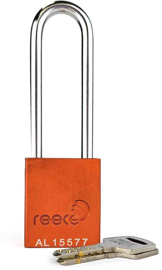 Reece Safety Orange Anodized Aluminum Padlock (Keyed Alike)