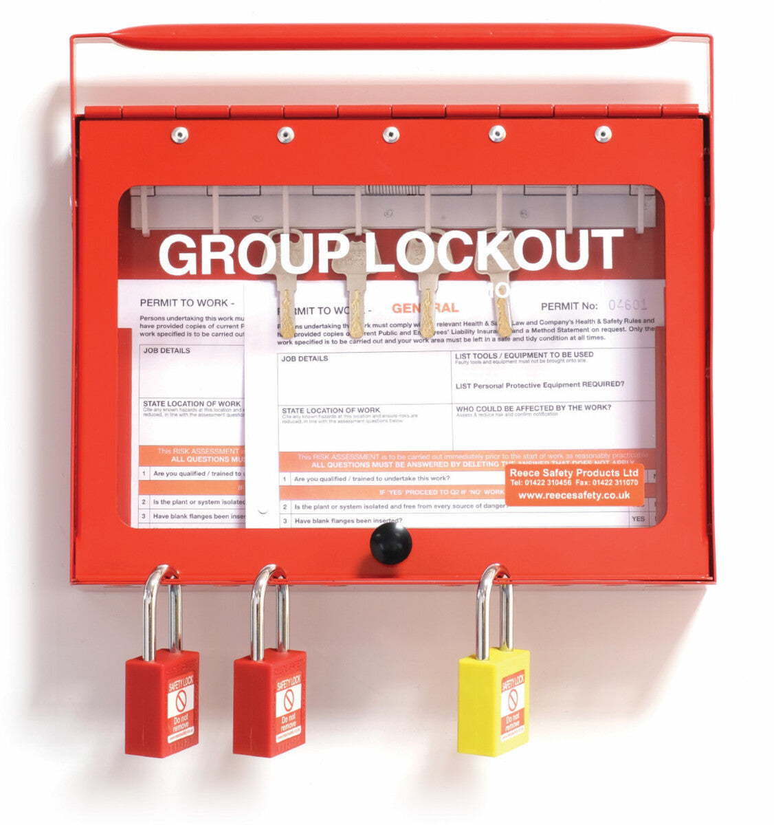Reece Safety Red Powder-Coated Steel Group Lockout Box