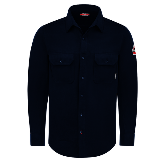 Bulwark® 2X Navy Jersey/Cotton FR Flex Knit Flame Resistant Shirt With Button Front Closure