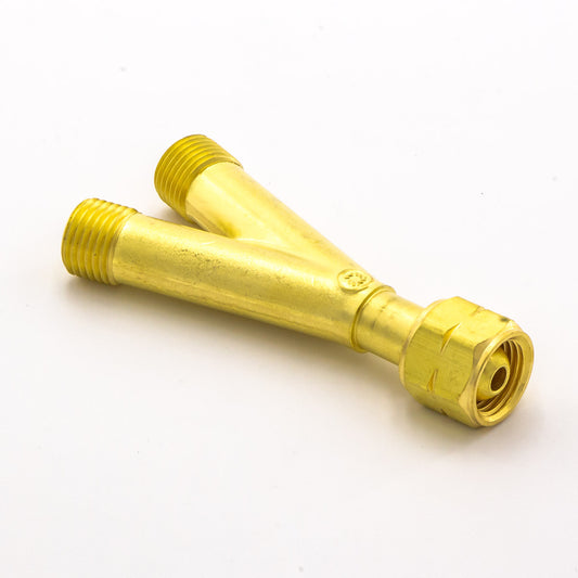 RADNOR™ 9/16" - 18 B LH Brass Acetylene/Fuel Gas Y Connection