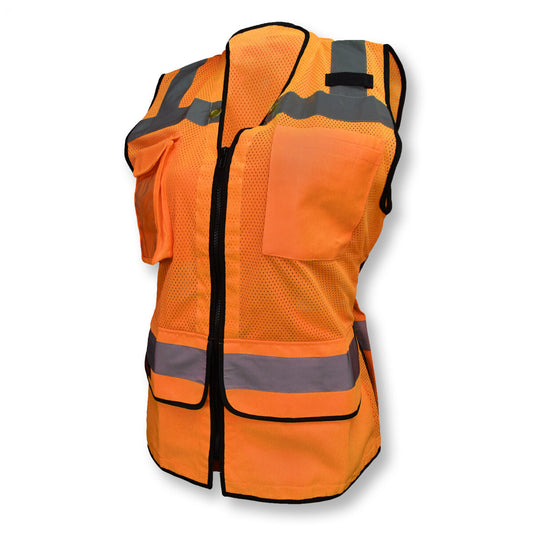 Radians, Inc. Women's X-Large Hi-Viz Orange Mesh with Solid Pockets Polyester Heavy Duty Vest