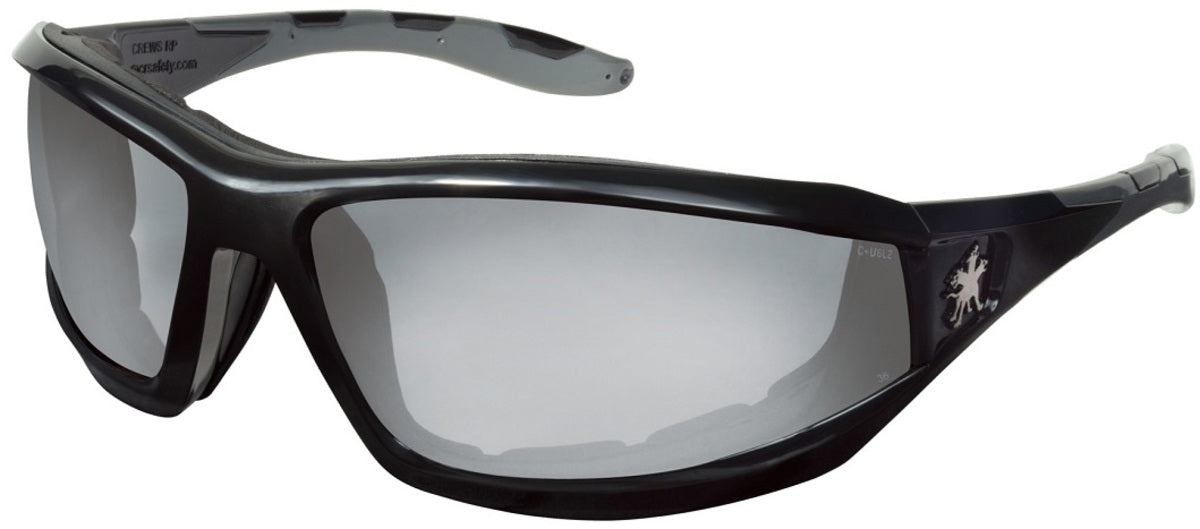 MCR Safety Swagger® RP2 Black Safety Glasses With I/O Clear Mirror MAX36 Dual Coating Anti-Fog/Anti-Scratch Lens