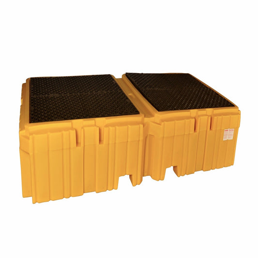 UltraTech 124 1/2" X 61 5/8" X 22" Ultra-IBC Spill Pallets Yellow Polyethylene Pallet With Drain