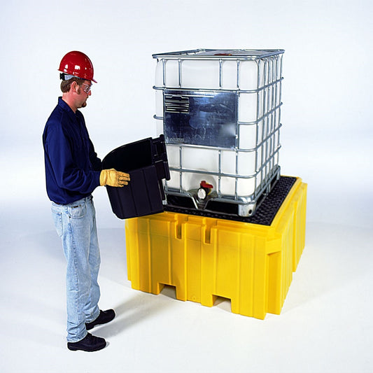 UltraTech 62" X 62" X 28" Ultra-IBC Spill Pallet Plus® Yellow Polyethylene  With Drain