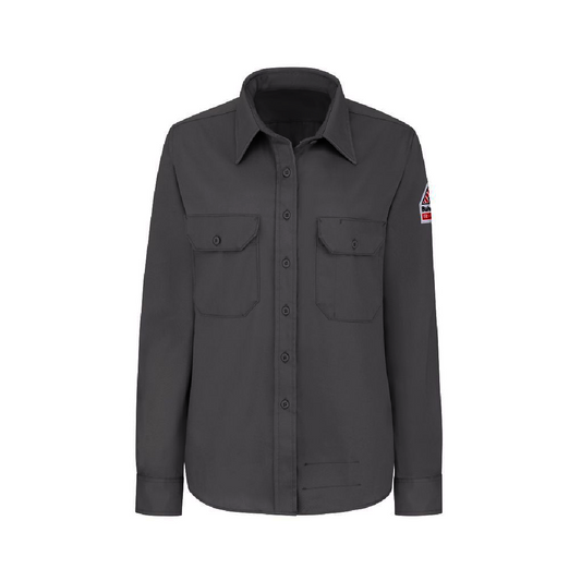Bulwark® Women's Medium Silver Cotton/Nylon Flame Resistant Shirt