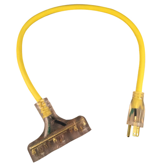 RADNOR™ 2' 15 A 125 VAC PVC Jacket Yellow Extension Cord