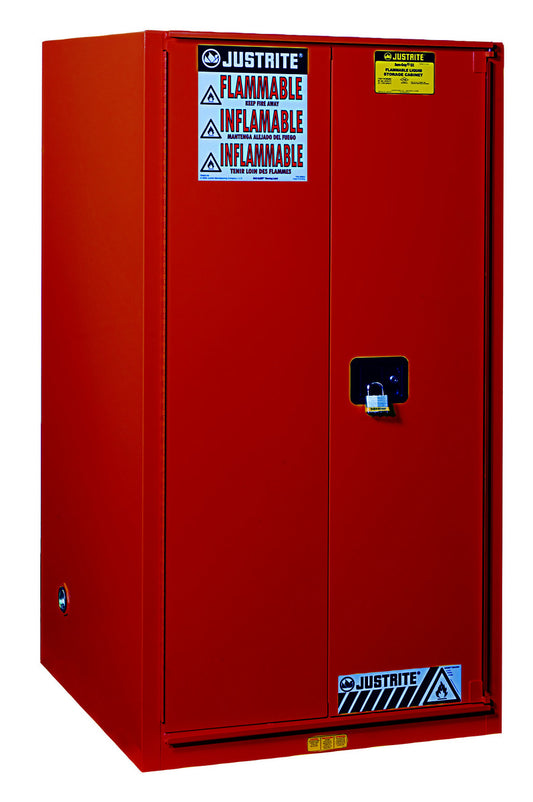 Justrite® 60 Gallon Red Sure-Grip® EX 18 Gauge Cold Rolled Steel Safety Cabinet