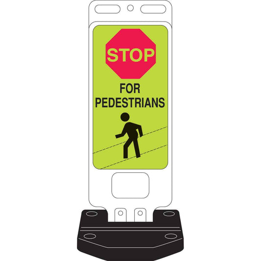 Brady® 40" X 14" X .090" Fluorescent Yellow And Green Reflective/Rigid Aluminum Safety Sign "STOP FOR PEDESTRIANS"