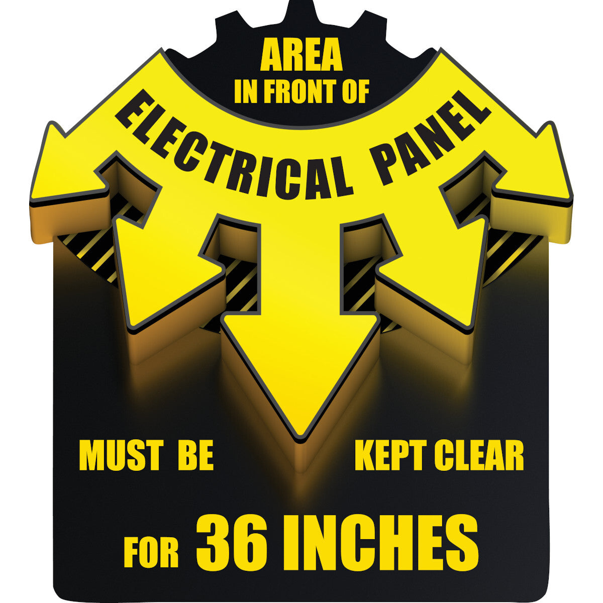 Brady® 17" X 15.35" Black And Yellow 0.0118" Anti-Slip Vinyl Floor Sign "Area in front of electrical panel must be kept clear for 36 inches"