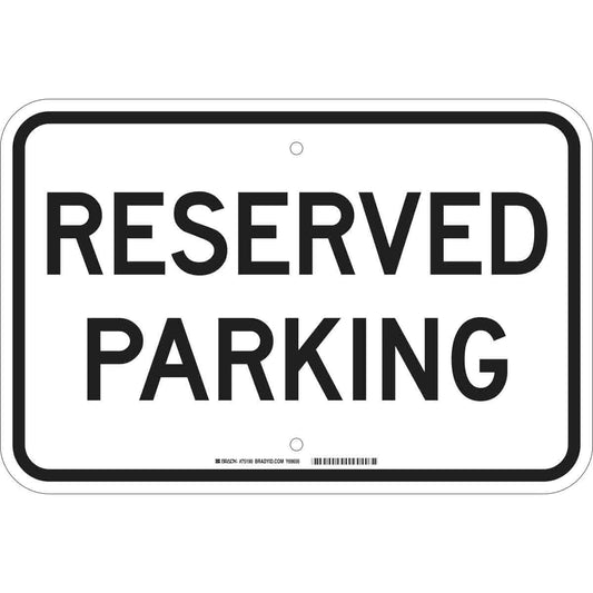 Brady® 12" X 18" X 1/10" Black and White Flame-Retardant/Rigid Fiberglass Safety Sign "RESERVED PARKING"