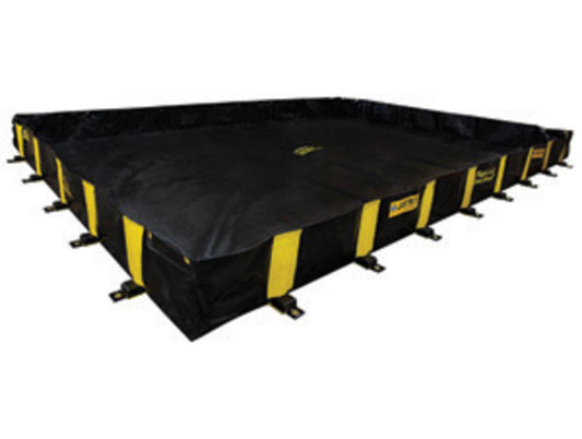 Justrite® 12' X 16' X 12" Rigid-Lock QuickBerm® Black PVC Coated Fabric Spill Berm