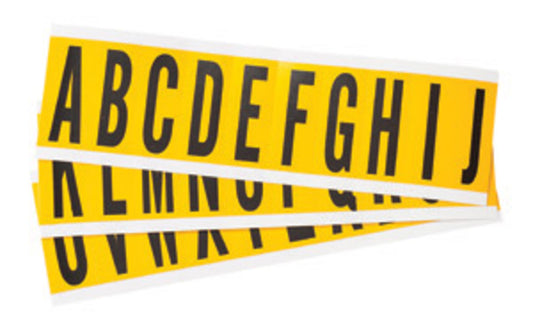 Brady® 2 1/4" X 7/8" Black/Yellow Permanent Acrylic Vinyl Label (25 Per Kit) "A to Z"