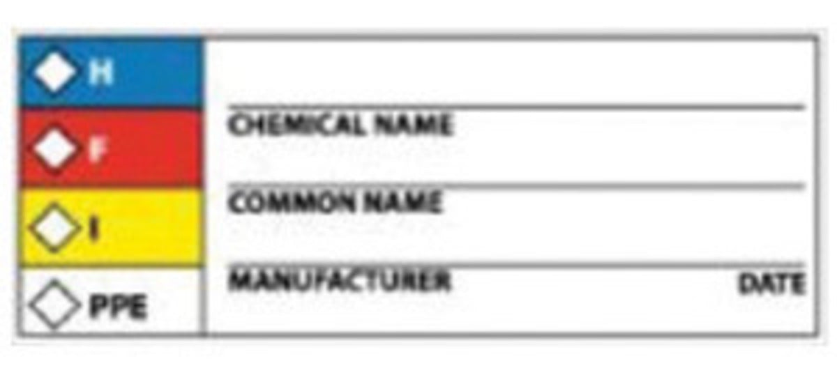 AccuformNMC™ 1 1/2" X 4" Multi Right-To-Know Pressure Sensitive/Adhesive Backed Vinyl "___CHEMICAL NAME___COMMON NAME___MANUFACTURER/DATE"