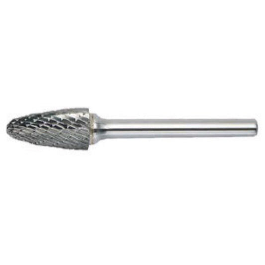 RADNOR™ SF-1L6DC 1/4" X 5/8" Radius Tree Shape Double Cut Carbide Burr