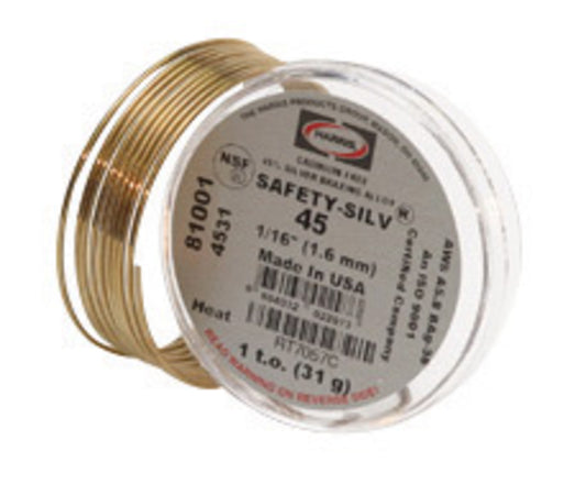 Harris® 1/16" X 18" BAg-5 Safety-Silv® 45 High Silver Brazing Alloy Filler Metal 15 toz Tube