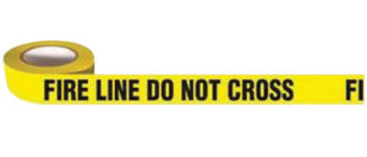 Harris Industries 3" X 1000' Yellow 4 mil Polyethylene BT Series Barricade Tape "FIRE LINE DO NOT CROSS"
