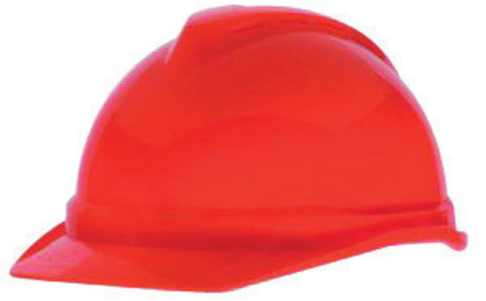 MSA Orange V-Gard® Polyethylene Cap Style Hard Hat With Ratchet/4 Point Ratchet Suspension