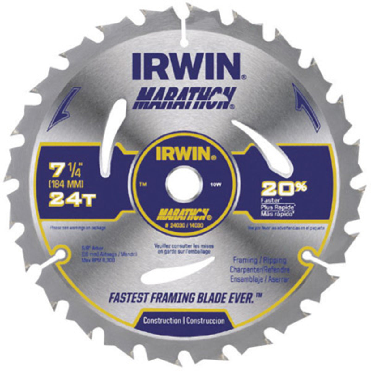 IRWIN® 7 1/4" 24 Teeth Vise-Grip®/Marathon® Carbide Tipped Circular Saw Blade
