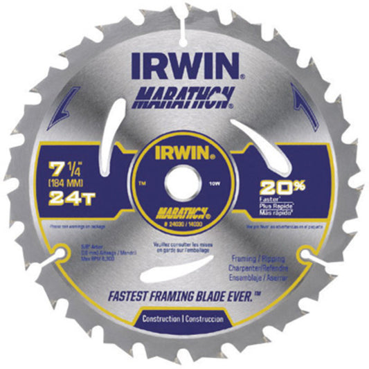 IRWIN® 7 1/4" 24 Teeth Vise-Grip®/Marathon® Carbide Tipped Circular Saw Blade